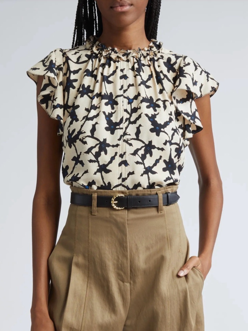 Ulla Johnson Julia Top in Moonstone Flutter Sleeve Blouse Size 8